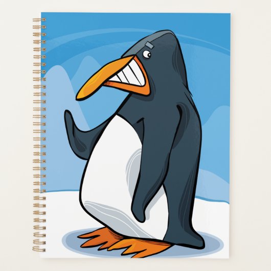 Grappige Angry Penguin Cartoon Cool Waving Planner (Voorkant)