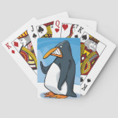 Grappige Angry Penguin Cartoon Cool Waving Pokerkaarten (Achterkant)