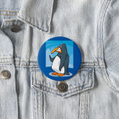 Grappige Angry Penguin Cartoon Cool Waving Ronde Button 7,6 Cm