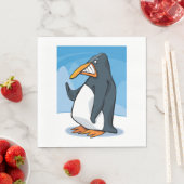 Grappige Angry Penguin Cartoon Cool Waving Servet (Insitu)