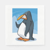 Grappige Angry Penguin Cartoon Cool Waving Servet (Voorkant)