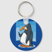 Grappige Angry Penguin Cartoon Cool Waving Sleutelhanger (Achterkant)