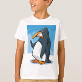 Grappige Angry Penguin Cartoon Cool Waving T-shirt (Voorkant)