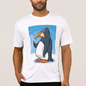 Grappige Angry Penguin Cartoon Cool Waving T-shirt (Voorkant)