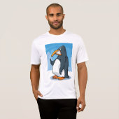 Grappige Angry Penguin Cartoon Cool Waving T-shirt (Voorkant volledig)