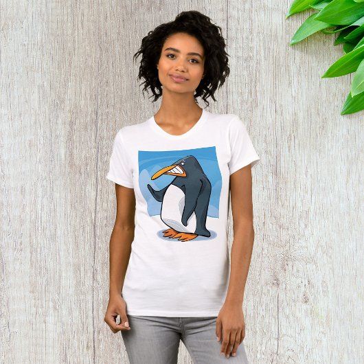 Grappige Angry Penguin Cartoon Cool Waving T-shirt