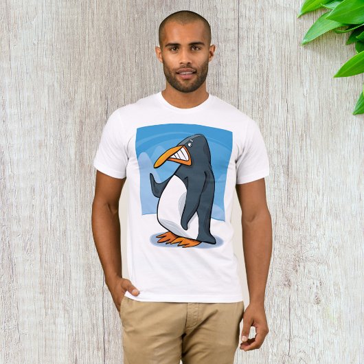 Grappige Angry Penguin Cartoon Cool Waving T-shirt