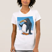 Grappige Angry Penguin Cartoon Cool Waving T-shirt (Voorkant)