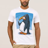 Grappige Angry Penguin Cartoon Cool Waving T-shirt (Voorkant)