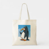 Grappige Angry Penguin Cartoon Cool Waving Tote Bag (Achterkant)