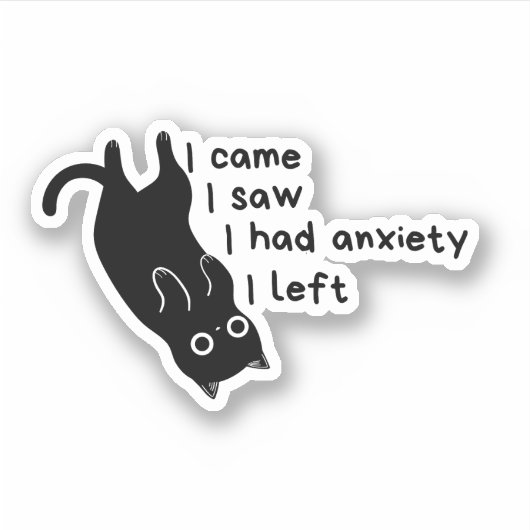 Grappige Angst Kat Sticker – Introvert (Voorkant)
