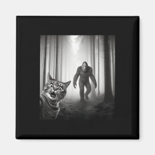 Grappige angstige kat selfie met Sasquatch Bigfoot Magneet