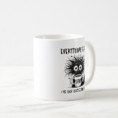 Grappige angstige kattenkoffie Alles is in orde Koffiemok (Voorkant rechts)