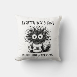 Grappige angstige kattenkoffie Alles is in orde Kussen