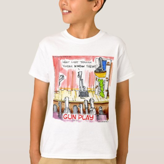 Grappige animatiefilm over wapens t-shirt (Voorkant)