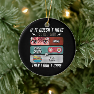 Grappige anime fans eten en videogames liefhebber  keramisch ornament