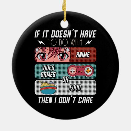 Grappige anime fans eten en videogames liefhebber  keramisch ornament (Achterkant)