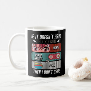 Grappige anime fans eten en videogames liefhebber koffiemok