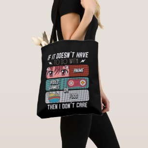 Grappige anime fans eten en videogames liefhebber tote bag