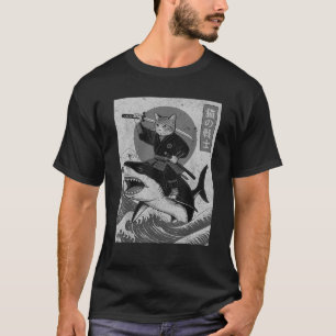 Grappige Anime Kat Japans Samurai Cat Ridin T-shirt