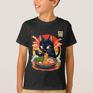 Grappige Anime Kat Ramen Japanse Grafische T-shirt