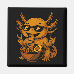 Grappige Anime Kawaii Axolotl Eet Ramen Grafische Magneet