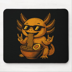 Grappige Anime Kawaii Axolotl Eet Ramen Grafische  Muismat