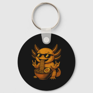 Grappige Anime Kawaii Axolotl Eet Ramen Grafische Sleutelhanger