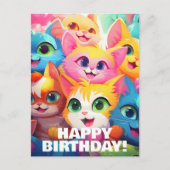 Grappige Anime Kittens Meow-tastische Verjaardag Briefkaart (Voorkant)
