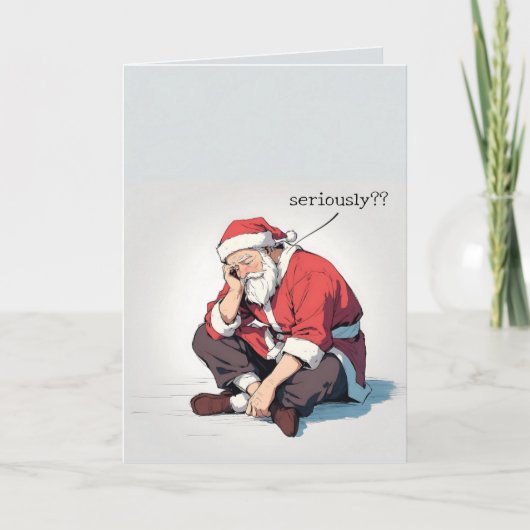 Grappige anime Sad Santa Ondeugend Lijst Kerstmis Kaart (Voorkant)