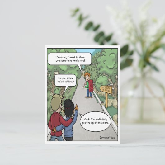 Grappige ansichtkaart met bluffen briefkaart (Staand voorkant)