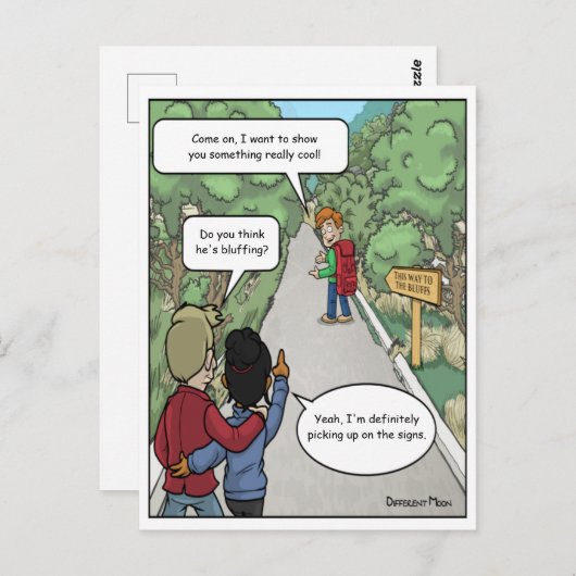 Grappige ansichtkaart met bluffen briefkaart (Voorkant / Achterkant)