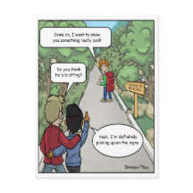 Grappige ansichtkaart met bluffen