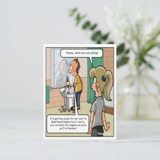 Grappige ansichtkaart van Bald Head Island Briefkaart (Staand voorkant)