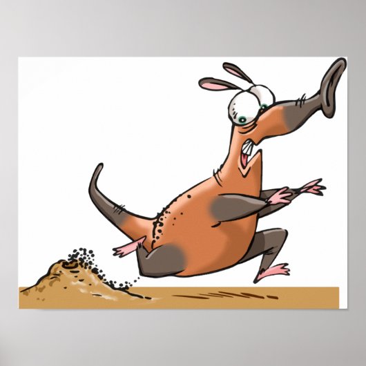 Grappige Anteater Cartoon eigenzinnig lopend dier Poster (Voorkant)