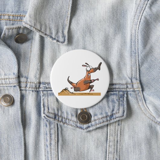 Grappige Anteater Cartoon eigenzinnig lopend dier Ronde Button 7,6 Cm (In situ)