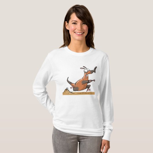 Grappige Anteater Cartoon eigenzinnig lopend dier T-shirt (Voorkant volledig)