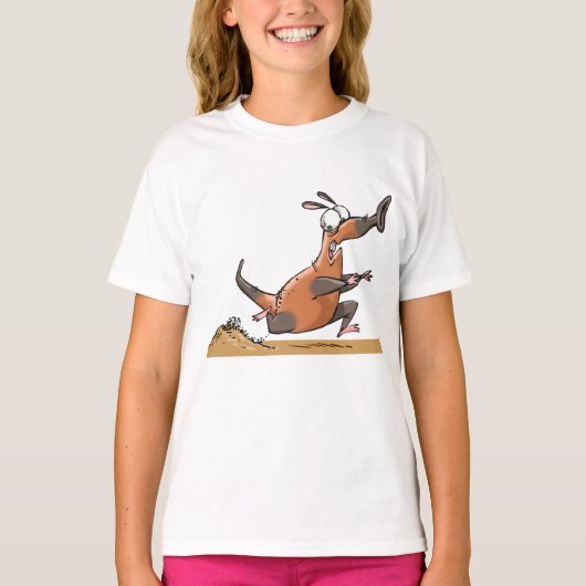Grappige Anteater Cartoon eigenzinnig lopend dier T-shirt (Voorkant)
