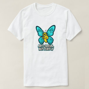 Grappige anti-sociale vlinder cartoon telefoonlief t-shirt