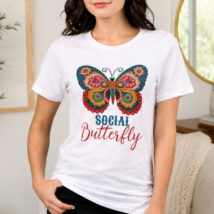Grappige Anti-Sociale Vlinder Kleurrijke Inspirivi Tri-Blend Shirt