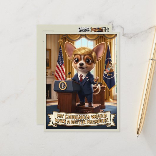Grappige anti-Trump Briefkaart (Voorkant / Achterkant in situ)