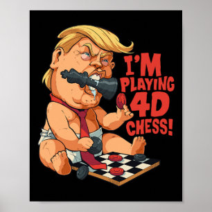 Grappige anti-trump door 4d schaakparodie Grappige Poster
