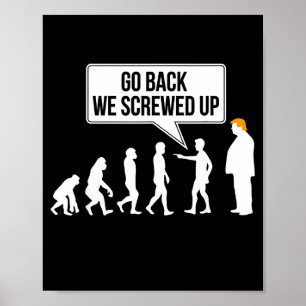 Grappige anti-trump evolutie Litieke humor Poster