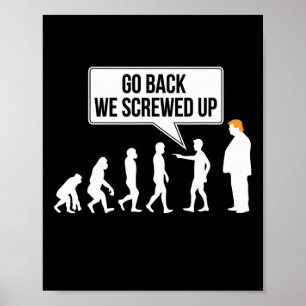Grappige anti-trump evolutie politieke humor poster