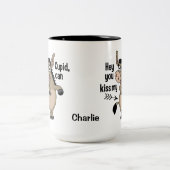 Grappige Anti-Valentijn Ezel aangepaste naam mokke Tweekleurige Koffiemok (Center)