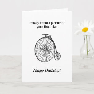 Grappige Antieke Eerste Fiets Verjaardag Kaart