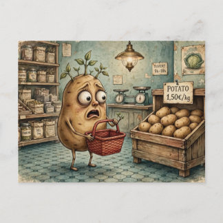 grappige antropomorfe aardappel vindt producten briefkaart