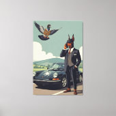 Grappige antropomorfe Dobermann hond Canvas Afdruk (Voorkant)