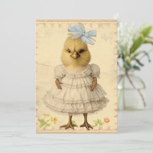 Grappige  antropomorfe paaskuiken feestdagenkaart (Staand voorkant)