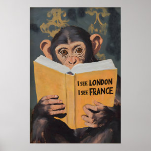 Grappige Apen Badkamer Muur Kunstprint 'Ik Zie Poster